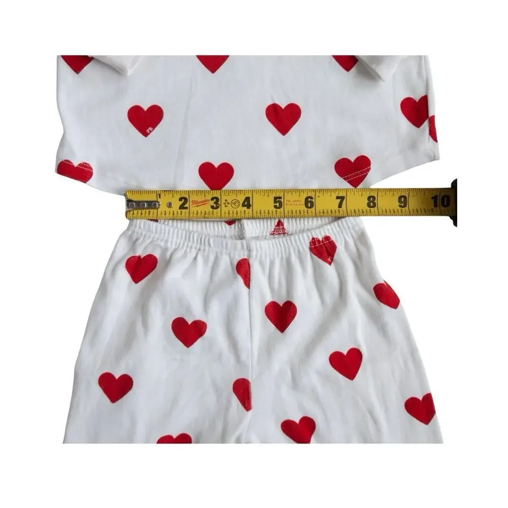 Petit Bateau Heart Sleepwear Red White Girls 5T Valentine’s Pajama Set